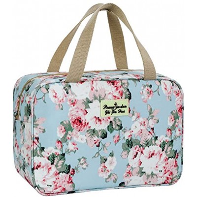 Toiletry Bag for Women Cosmetic Bag Large Toiletry Bag Navy Rose Toiletry Kit Leakproof Toiletry Bag for Girls Make Up Bag Floral Cosmetic Case Blue Flower