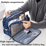 Toiletry Bag for Women Large Travel Wash Bag Waterproof Cosmetic Bag Bathroom Gym Toiletries Makeup Organizer Dry Wet Separation Portable Shaving Bag with 3 Compartments