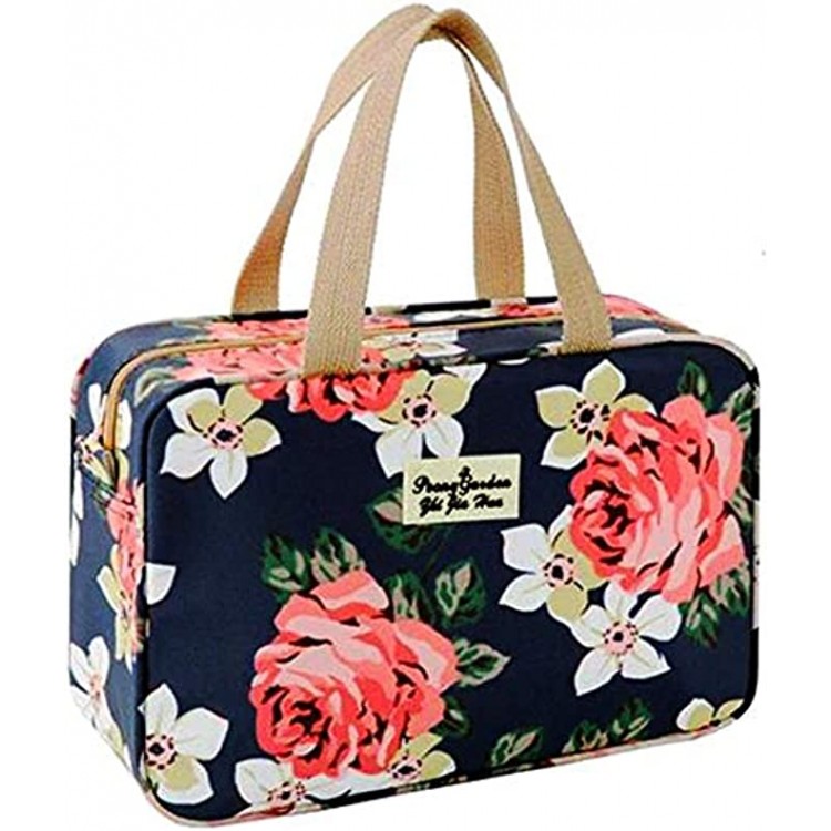 Toiletry Bag for Women Portable Cosmetic Bag Large toiletries Organizer Storage Bag Navy Rose Toiletry Kit Leakproof Travel Make Up Bag for Girls Floral Cosmetic Case Navy Rose
