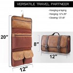 VANCASE Hanging Toiletry Bag for Men Leather Wahs Bag Shaving Kit Bathroom Shower Dopp Bag Travel Accessories Organizer Great Gift