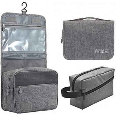 Wash Bag 2 Pack Hanging Toiletry Travel Bag Waterproof Make Up Bag Portable Cosmetic Organizer for Men and WomenDenim Grey