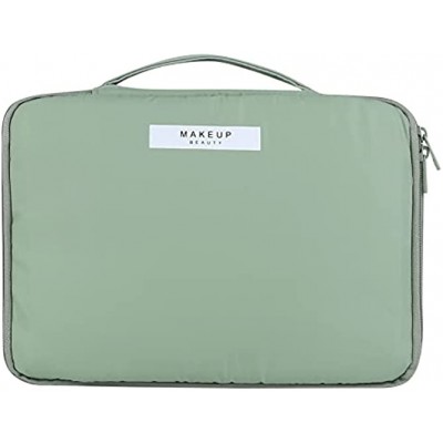 Yeiotsy Pastel Shade Cosmetic Bag Travel Makeup Bags 2 in 1 Toiletry Kit Organizer with Brush Holders Green