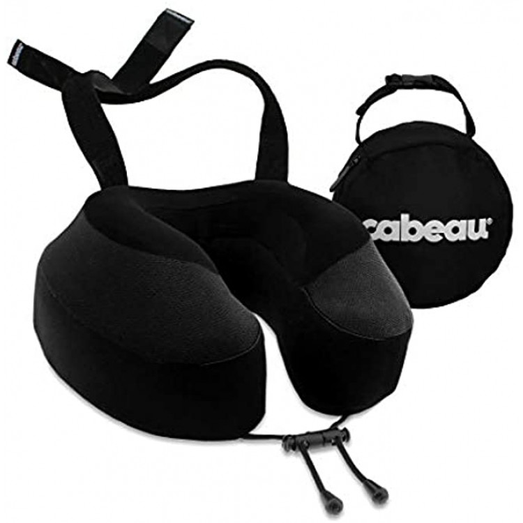Cabeau Evolution S3 Travel Pillow – Straps to Airplane Seat – Ensures Your Head Won’t Fall Forward – Relax with Plush Memory Foam – Quick-Dry Fabric Keeps You Cool and Dry Jet Black…