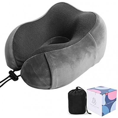 Flower Frail Travel Pillow Memory Foam Neck Pillow Comfortable Neck Support Pillow Suitable for Nap Neck Pillows for Travelling Travel Pillow for Airplane & Car & Office Use（With Gift Box） grey