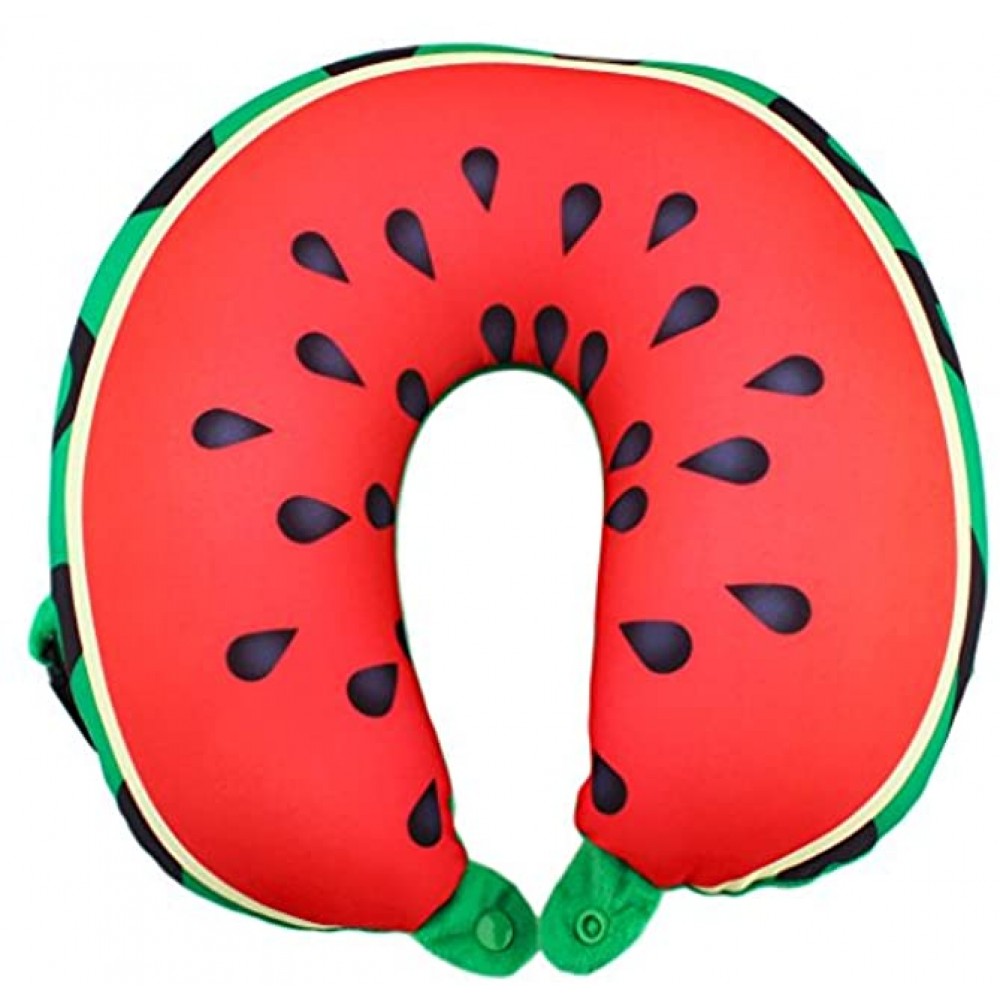 Fostly U-Shape Pillow Protect Headrest Watermelon Pattern Double Sided Neck Pillow Fruit Shape Soft Cushion For Travel