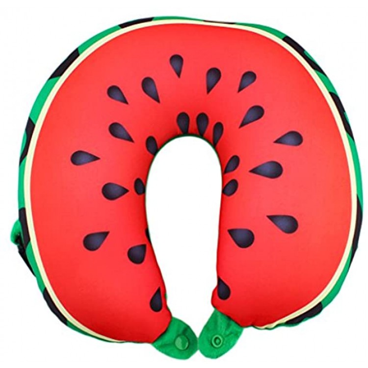 Fostly U-Shape Pillow Protect Headrest Watermelon Pattern Double Sided Neck Pillow Fruit Shape Soft Cushion For Travel