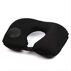 KYSM U-shaped pillow Press Inflatable Outdoor Travel Nap Health Care Pillow Cervical Cervical Car Neck Pillow 40 * 28 Black milk wire