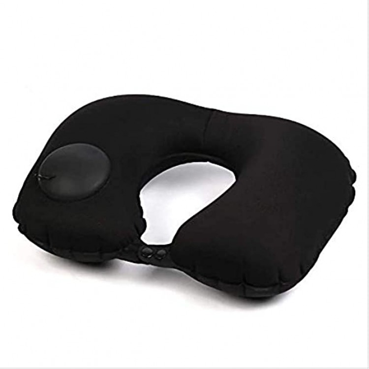 KYSM U-shaped pillow Press Inflatable Outdoor Travel Nap Health Care Pillow Cervical Cervical Car Neck Pillow 40 * 28 Black milk wire