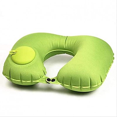 KYSM U-shaped pillow Press Inflatable Outdoor Travel Nap Health Care Pillow Cervical Cervical Car Neck Pillow 40 * 28 Green milk wire