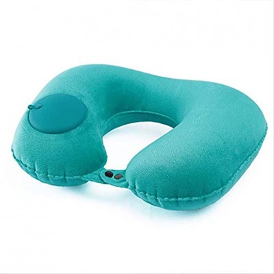 KYSM U-shaped pillow Press Inflatable Outdoor Travel Nap Health Care Pillow Cervical Cervical Car Neck Pillow 40 * 28 Fluffy blue