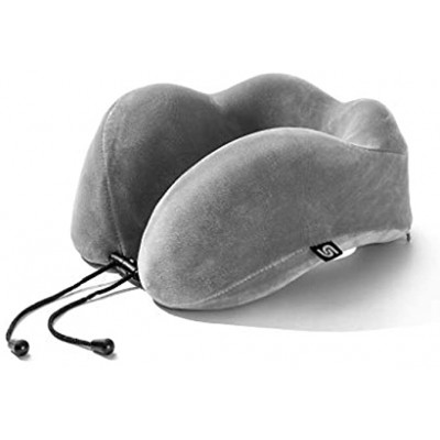 LEISIME Travel Pillow 100% Pure Memory Foam Neck Support Comfortable & Breathable Cover Machine Washable Airplane Travel Kit with 3D Sleep Mask Earplugs Bag Grey