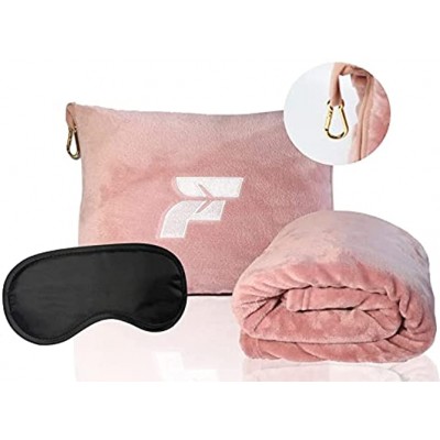 SnugglyBear Premium Travel Blanket and Neck Pillow | 4-in-1 Airplane Travel Pillow Accessories | Hand Luggage Strap Backpack Clip Eyeshade | The Ultimate Travel Pillow Essential