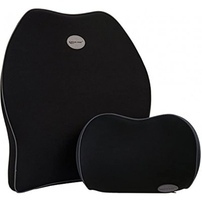 Travel Ease Car Lumbar Support Back Cushion & Headrest Neck Pillow Kit for Seat Cushion Memory Foam Erognomic Design Universal Fit for Car Seat with Back Pain Relief Black