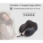 Travel pillow-100% memory foam neck pillow support pillow with storage function with eye mask and earplugs-suitable for family travel airplanes buses trains adjustable