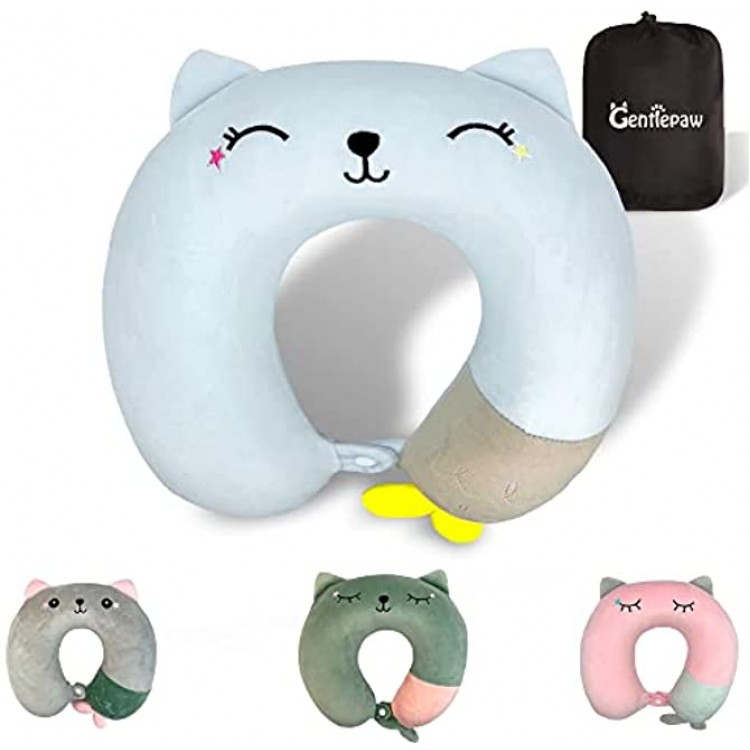 Travel Pillow Soft Memory Foam Neck Pillow for Adults Kids Children Convenient & Portable U Shaped Neck Pillows Cute Animal Airplane pillow for Home Office Camping Travelling Sleeping Blue