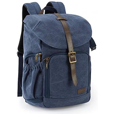 BAGSMART Camera Backpack Anti-thief DSLR Camera Bag Water Resistant Canvas Camera Rucksack Fit up to 15" Laptop with Rain Cover Tripod Holder Navy blue