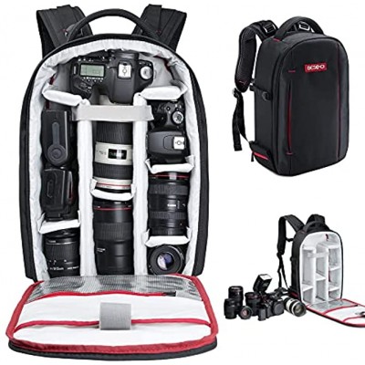 Beschoi Camera Backpack Waterproof Anti-Shock Camera Bag with Tripod Strap Large Capacity for for Canon Nikon Sony DSLR Camera Speedlite Flash Tripod Camera Lens Size 17.3" x 11" x 5.5" Black
