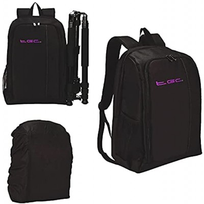Camera Bag Waterproof Backpack Rucksack Case for Nikon Canon DSLR Lens Tripod UK Black & Purple