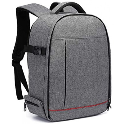 Kono Camera Backpack Waterproof Shockproof Case Bag for SLR DSLR Camera Lens Flash and Accessories Large Capacity Laptop Rucksack for Work School College Grey
