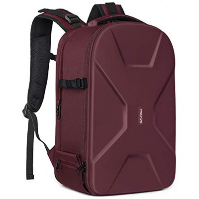 MOSISO Camera Backpack DSLR SLR Mirrorless Photography Camera Bag 15-16 inch Waterproof Hardshell Case with Tripod Holder&Laptop Compartment Compatible with Canon Nikon Sony Wine Red