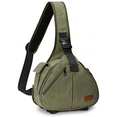 S-ZONE Canvas Camera Sling Bag DSLR Lens Anti-Theft Backpack Shoulder Crossbody Case with Tripod Holder