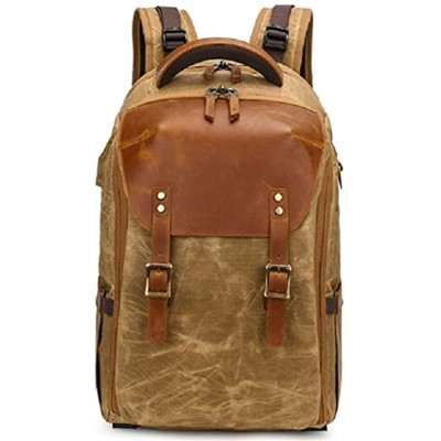 SXYLTNX Heavy Duty Vintage Retro Travel Canvas Leather Waterproof Camera Backpack DSLR Photography Color : As shown Size : One size