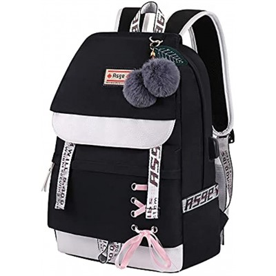 Asge Girls Backpack School Bags for Girls Nylon Waterproof College Rucksack Fashion Casual Daypack Women Bookbag Boys Schoolbag Teenagers Durable Unisex Student Backpacks