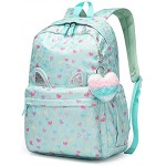 Backpack-8361Green-heart Girls School Backpack Large Capacity Light Weight