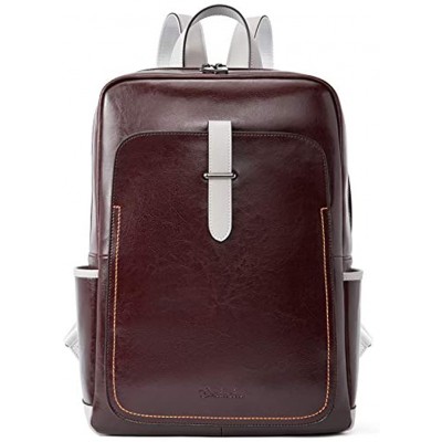 BOSTANTEN Women Leather Backpack Purse 14 inch Laptop Rucksack for School Work Large Capacity Casual Daypacks City Backpack Red