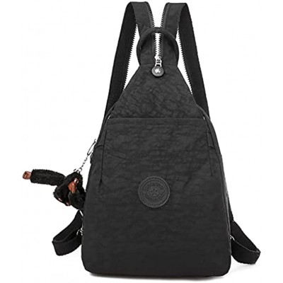 Eshow Women's Backpack Nylon Shoulder Bag Small Casual Backpacks for Women antitheft Multi-Function School Daily Girls Black
