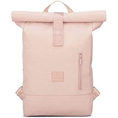 JOHNNY URBAN Roll Top Backpack Women & Men Pink Robin Medium from Recycled PET Bottles Durable Rolltop Daypack Casual Rucksack Day Bag 15.6 Inch Laptop Compartment Water-Repellent