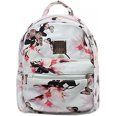 Puyang Girl Floral Butterfly School Daypack Mini Waterproof Casual Trip Backpack White