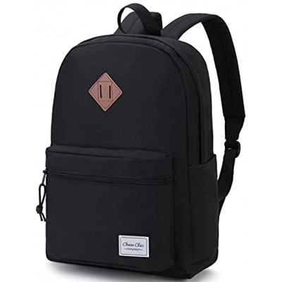 School Backpack Chase Chic Water-Resistant Casual Daypack with 15.6 Inch Laptop Compartment Lightweight Travel Backpack for Men Women Black