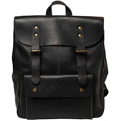 Superior Leather Genuine Real Leather Backpack Rucksack Fashion Bag Weekender Bag Daypack School Bag SLG-29 Black