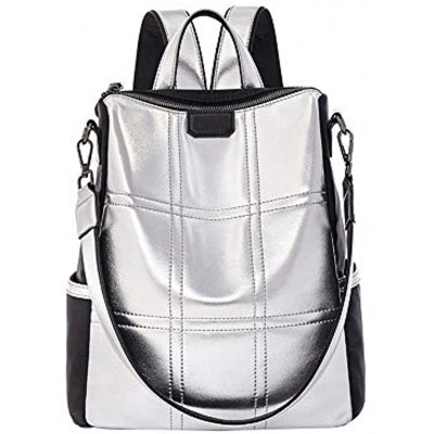 Women Fashion Backpack Handbag Silver Reflective Shoulder Daypack Designer Personality Rucksack Satchel Travel Bag