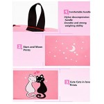 4Pcs Star Cat Prints Canvas Casual Daypack for Girls Bookbag School Backpack Set with Crossbody Bag