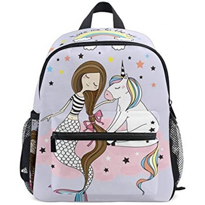 Children's Backpack Kids Schoolbag Cute Mermaid with Magic Unicorn Students Bookbag for Boys Girls Chest Strap