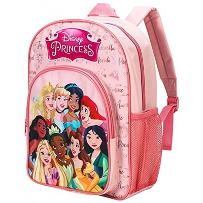 Disney Princess Kids Childrens Premium Backpack School Rucksack Travel Bag Boys Girls with side mesh pocket and front zipped pocket