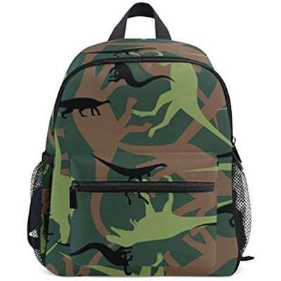 Kids Backpack Chest Strap Dinosaur Camouflage Pattern Lightweight Children's School Bag for Preschool Boys Girls