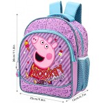Peppa Pig Kids Childrens Premium Backpack School Rucksack Travel Bag Boys Girls with side mesh pockets and front zipped pocket