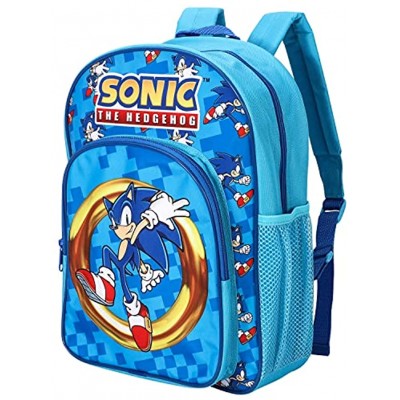 Sonic the Hedgehog Kids Childrens Premium Backpack School Rucksack Travel Bag Boys Girls with side mesh pocket and front zipped pocket