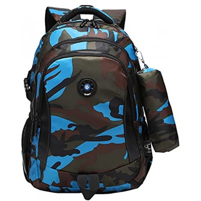 Vimukun Children Backpack Boy Teenager Camouflage School Bag Primary School Bag Kids Rucksack Blue Camo