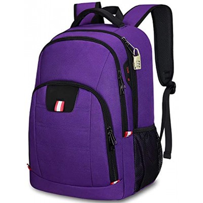 Anti-Theft Laptop Backpack,Business Travel Backpack Bag with USB Charging Slit,Water Resistant College School Computer Rucksack Work Backpack for Girls Womens Fits 15.6 Inch Laptop- Purple