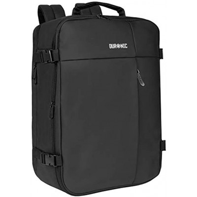 Duronic Laptop Bag LB26 | Max Cabin Size Case | Flight Approved Carry On | 15.6 Inch Internal Padded Laptop MacBook Sleeve | Multiple Compartments | Luggage Strap for Travel | Water-Resistant Backpack
