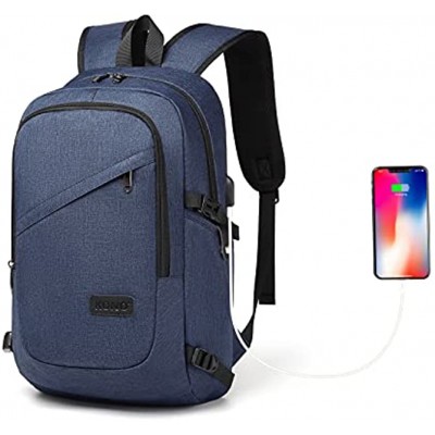 Laptop Backpack Anti-Theft Travel Business Work Computer Rucksack with USB Charging Port Lightweight Laptop Bag High Schoolbag for Boy Men Women Casual Daypack Navy