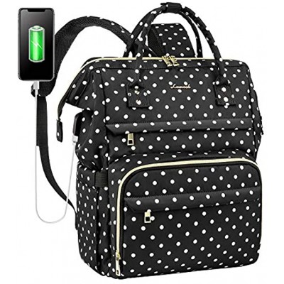 Laptop Backpack for Women Work Laptop Bag Stylish Teacher Backpack Business Computer Bags College Laptop Bookbag Polka Dots Black