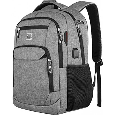Laptop Backpack with USB Charging&Headphone Port,Anti-Theft Business Laptop Backpack with Breathable Padded Shoulder Strap Water Resistant Computer Rucksack for School Work Travel 17.3 Inch Grey