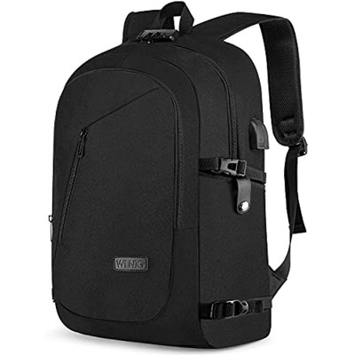 Large 17.3 Inch Travel Laptop Backpack Water Resistant Anti-Theft Computer Work Bag with USB Charging Port Lock Big Business School Rucksack for Men and Women Black