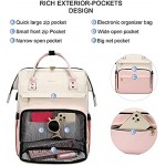 LOVEVOOK Laptop Backpack for Women Fashion Business Computer Backpacks Travel Bags Purse Student Bookbag Teacher Doctor Nurse Work Backpack with USB Port Fits 15.6-Inch Laptop Beige Pink