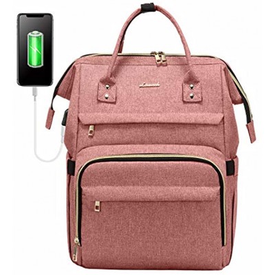 LOVEVOOK Laptop Backpack for Women fits 15.6 Inch School Computer Backpack for Work Travel Casual Business Bag with USB Charging Port Light Pink
